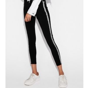 Womens leggings with rhinestones on the sides